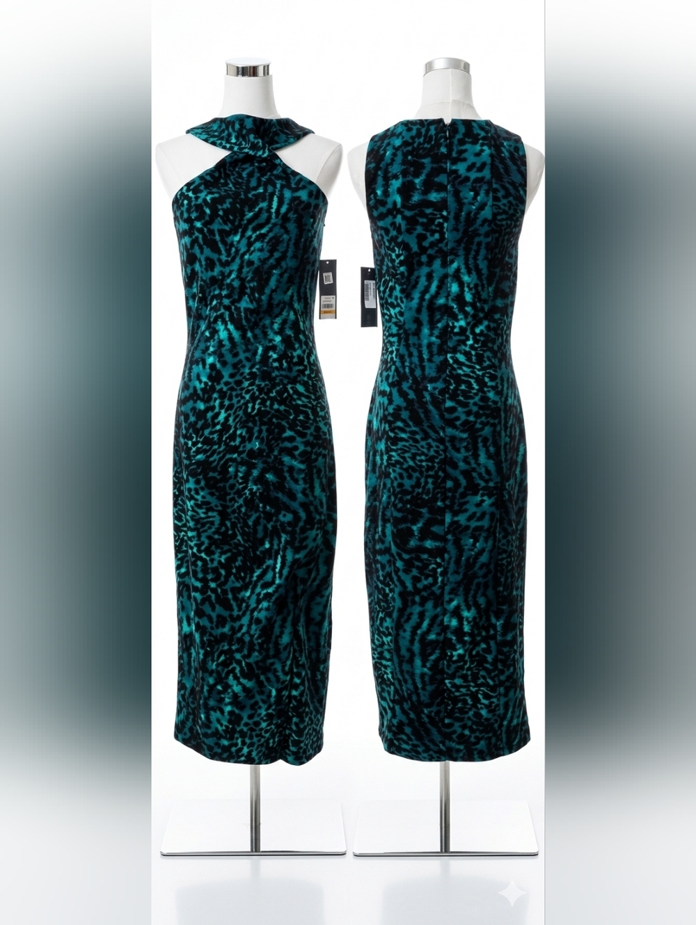 NWT Rachel Rachel Roy Twisted Neck Animal Print Maxi Dress S - Picture 2 of 16